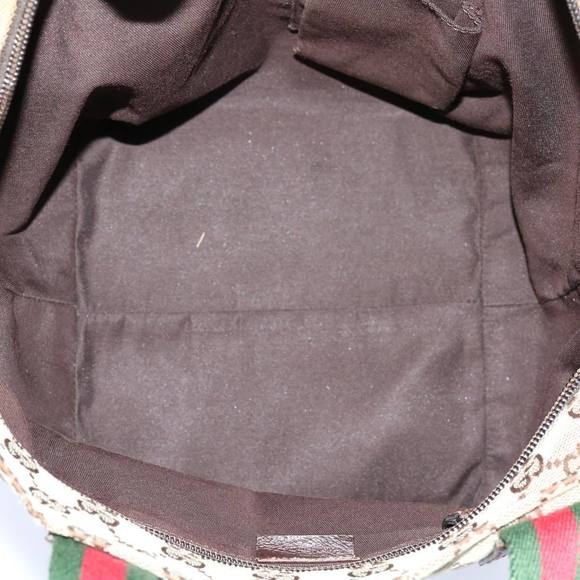 GUCCI GG Canvas Web Sherry Line Hand Bag Beige Red Green 131228 Auth 69952 - Picture 11 of 16